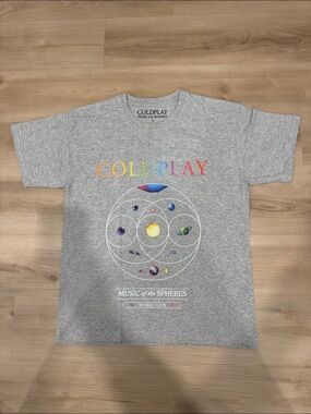 Men’s XL Coldplay Gray Music of the Spheres 2023 Tour Short-Sleeve Graphic tee